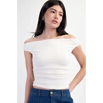 WHITE RUCHED KNIT TOP
