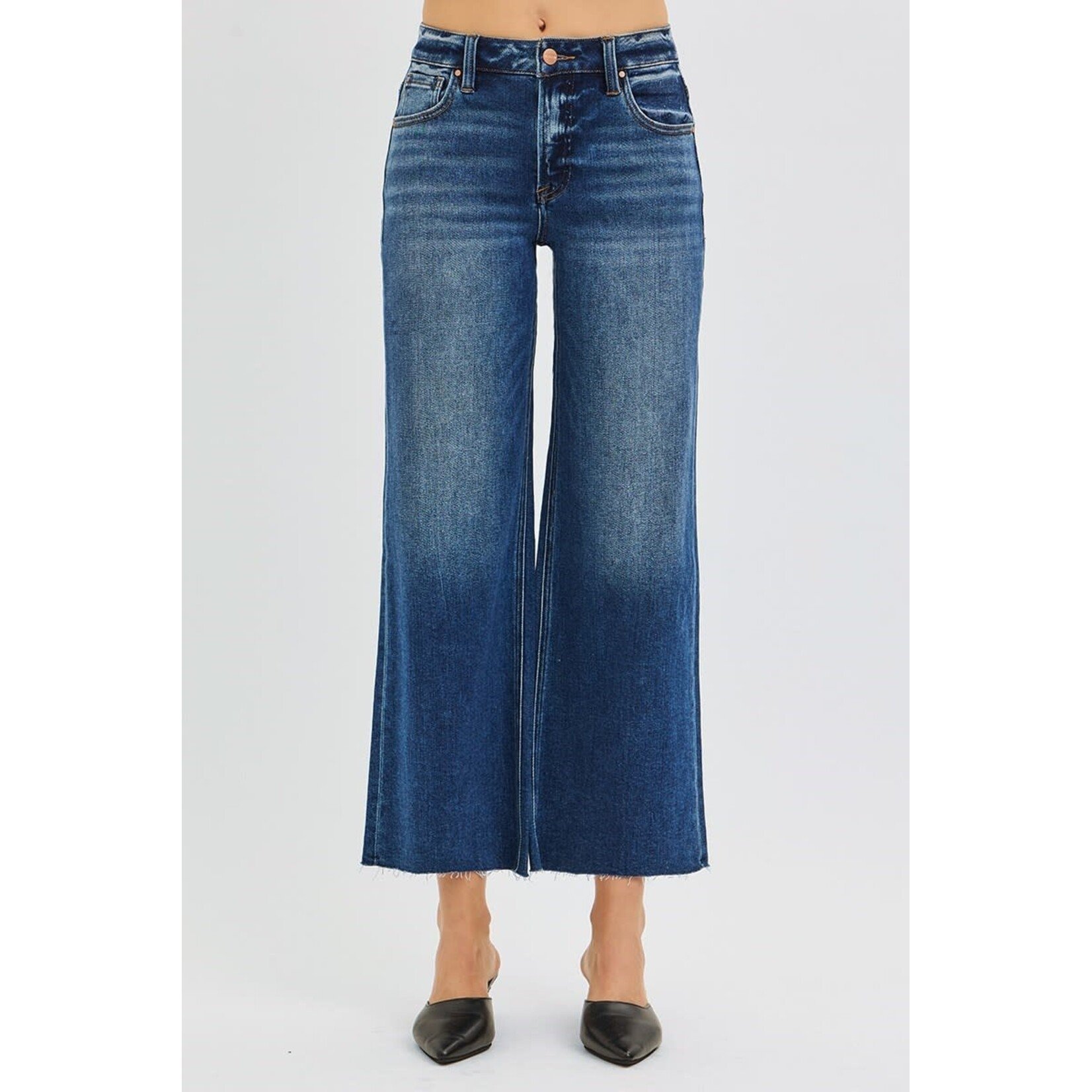 MID RISE DARK WASH JEANS