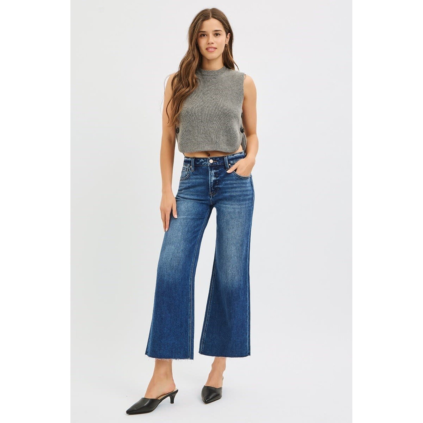 MID RISE DARK WASH JEANS