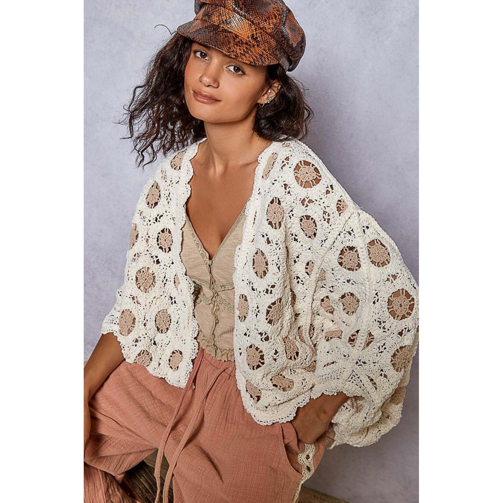 CREAM/LATTE CROCHET CARDIGAN