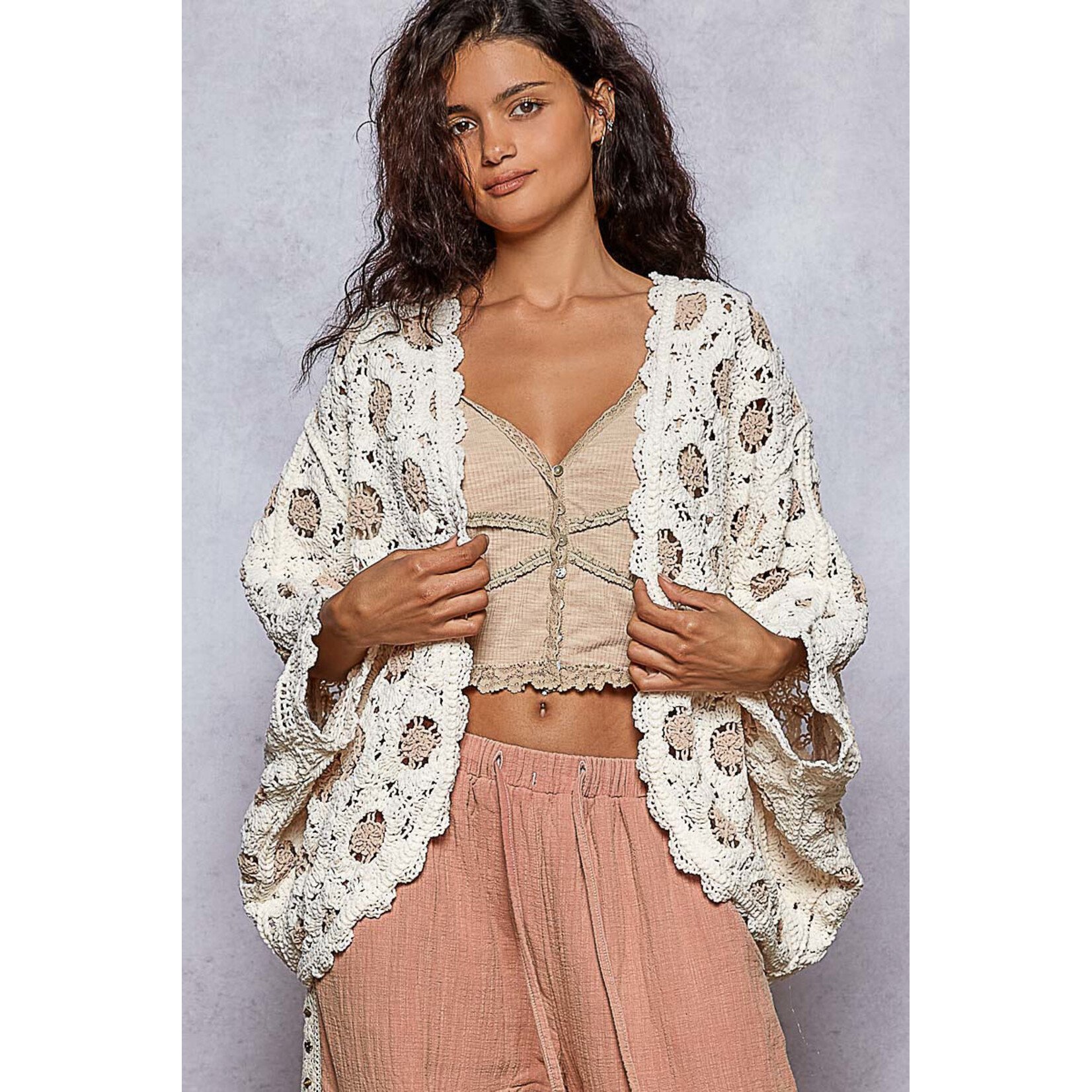 CREAM/LATTE CROCHET CARDIGAN