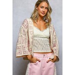 PINK AND WHITE CROCHET CARDIGAN