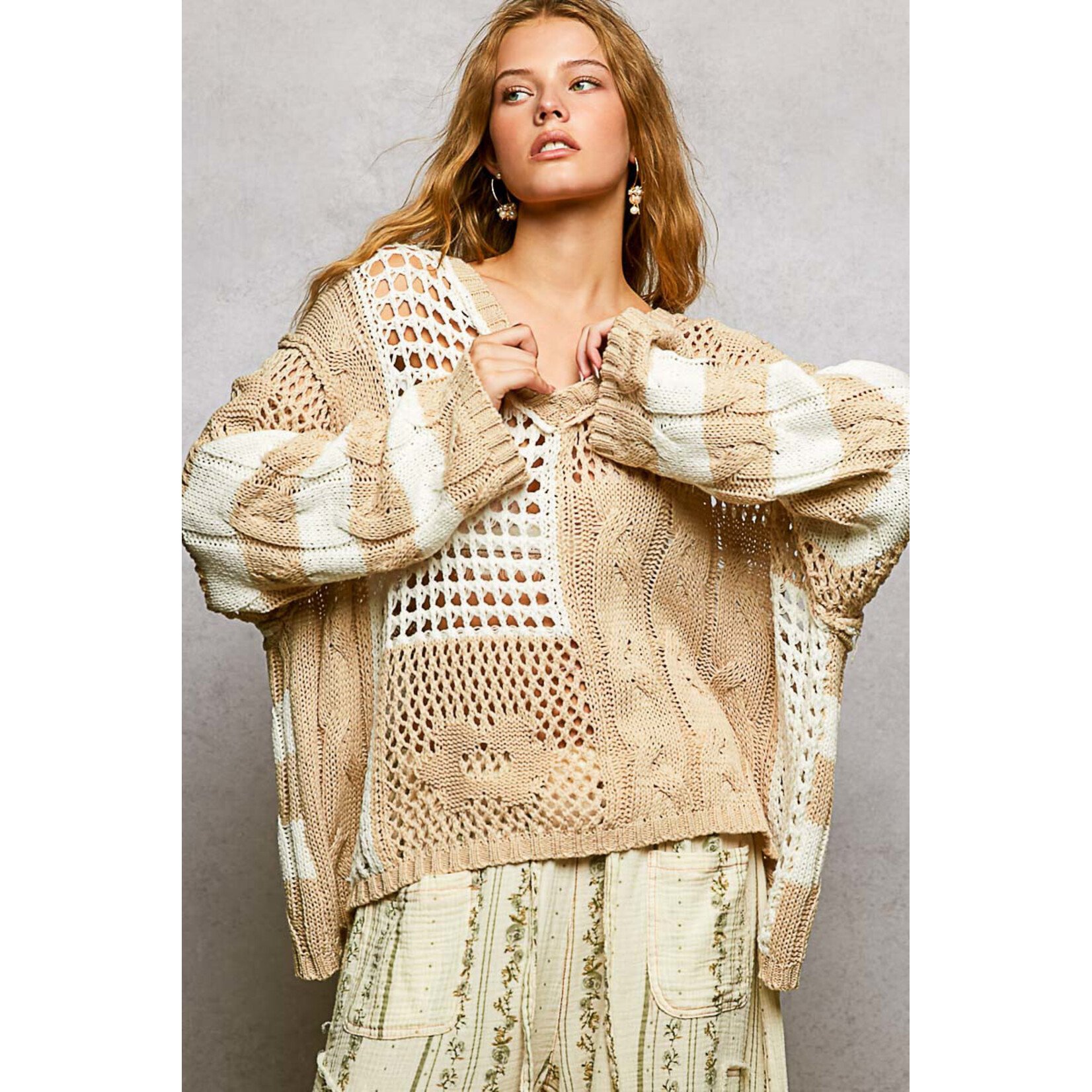 BEIGE & CREAM PULLOVER