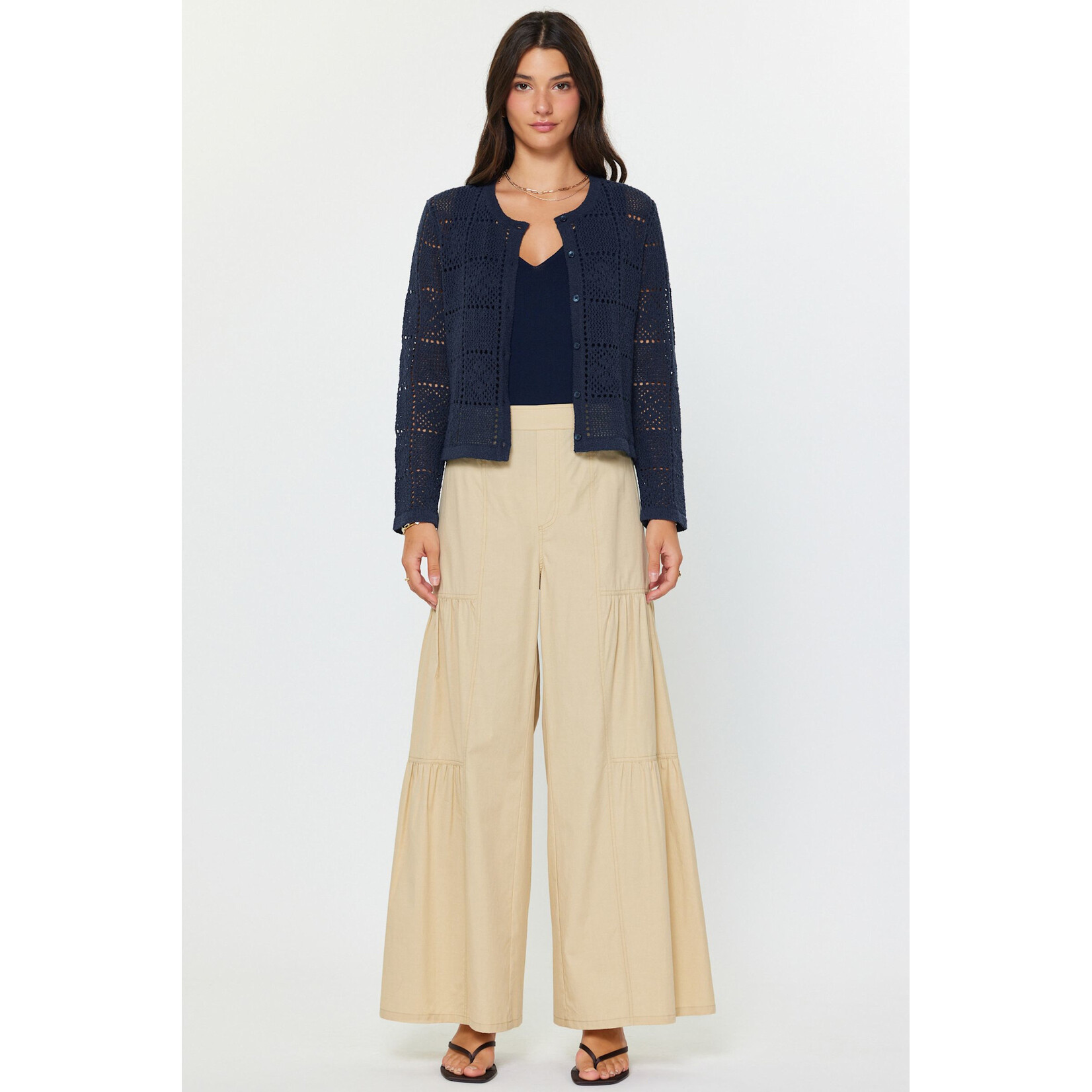 NAVY CROCHET KNIT CARDIGAN