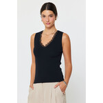 V-NECK  TANK TOP W/LACE NECK DETAIL
