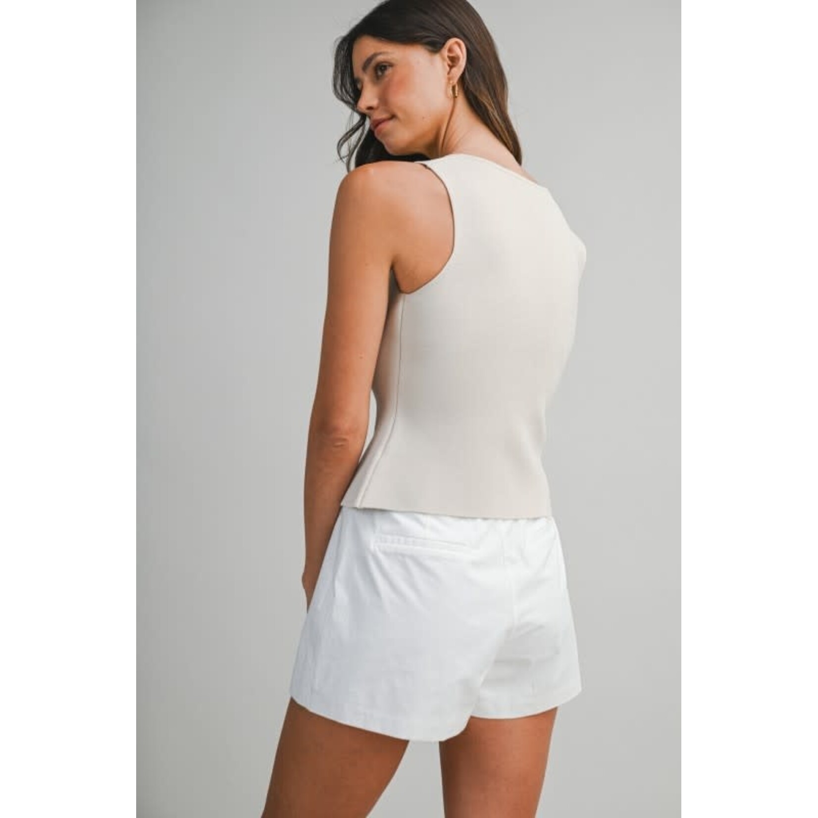 KNITTED SCOOPED NECK VEST TOP