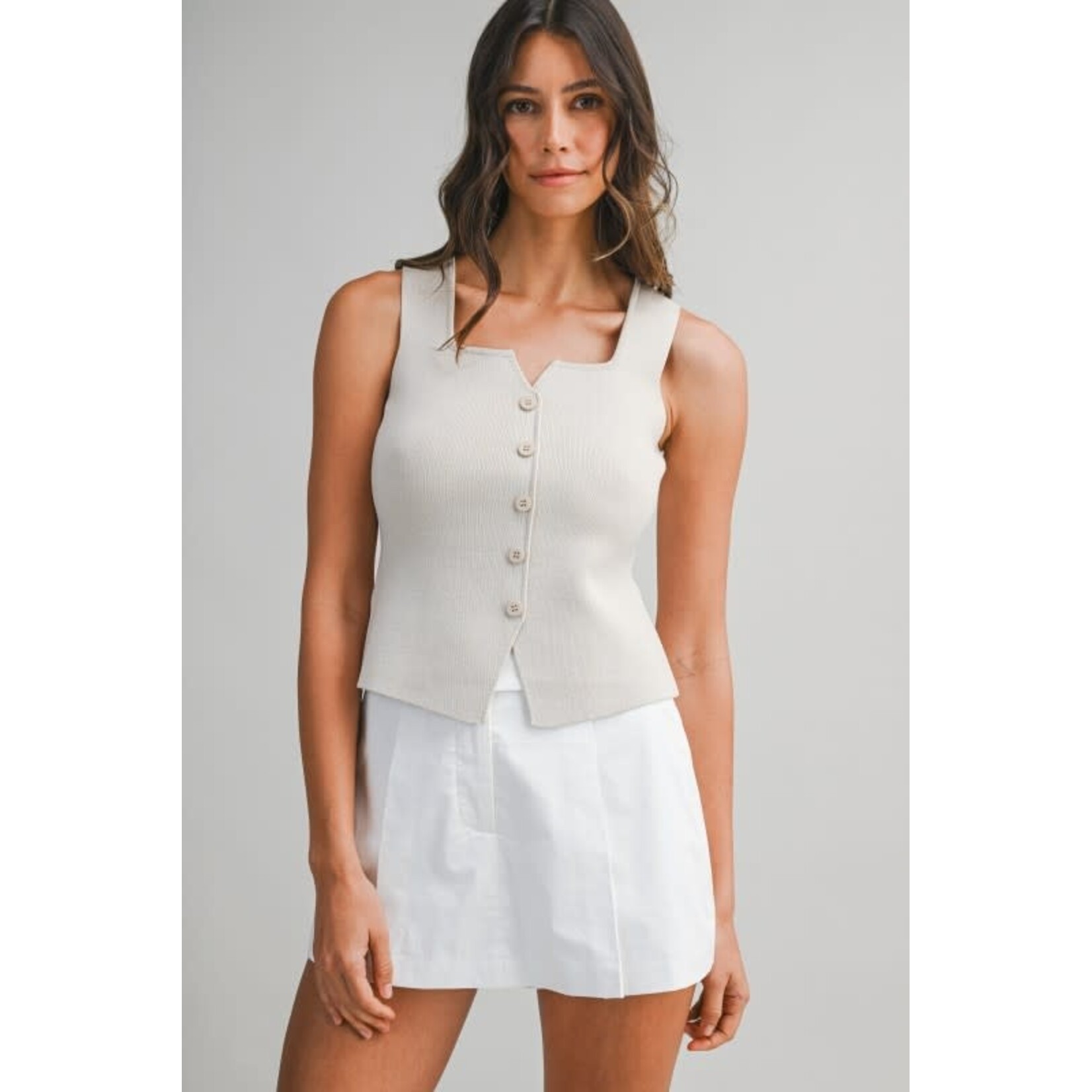 KNITTED SCOOPED NECK VEST TOP