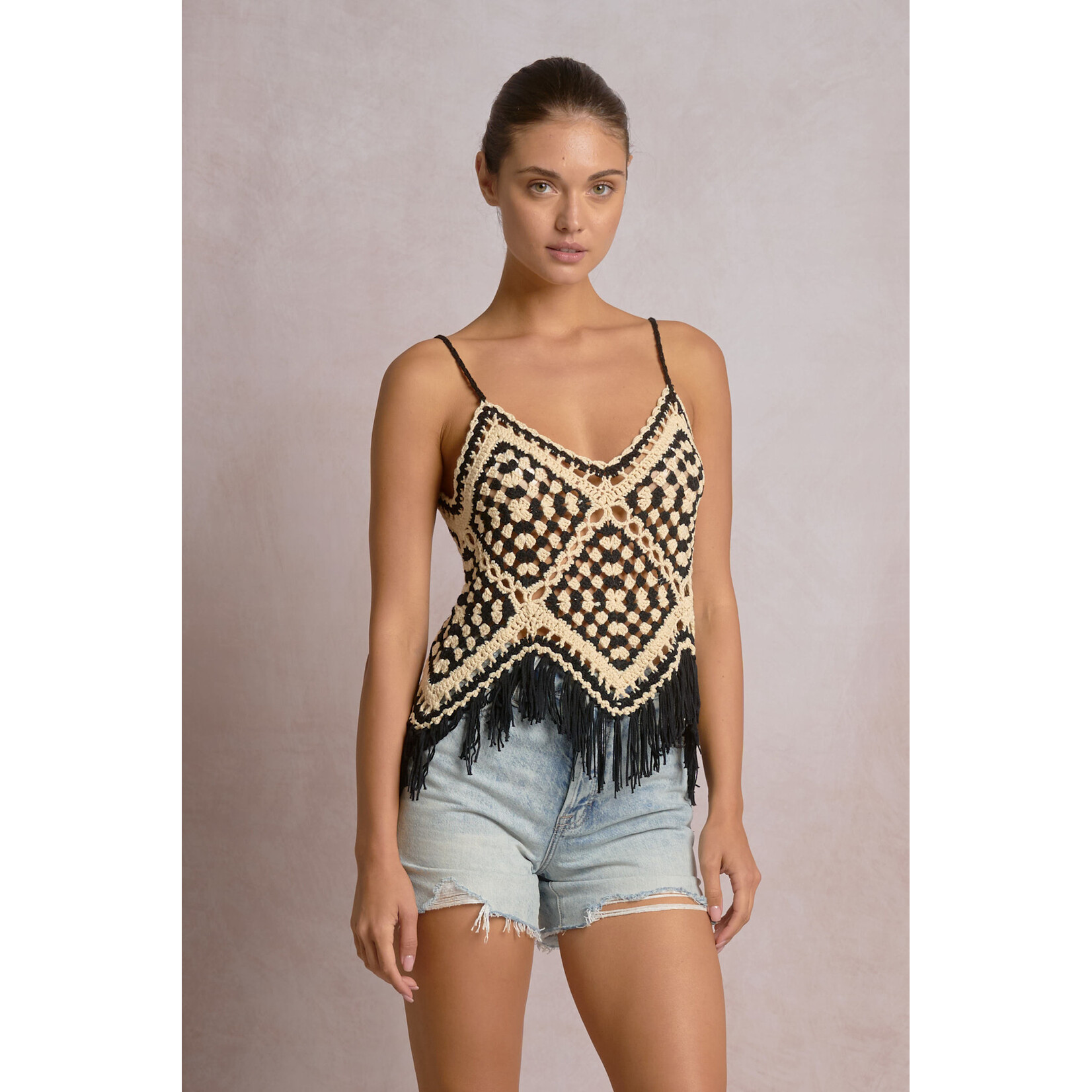 elan BLACK & WHITE  COMBO CROCHET TANK