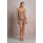 elan TAUPE GAUZE TANK TOP