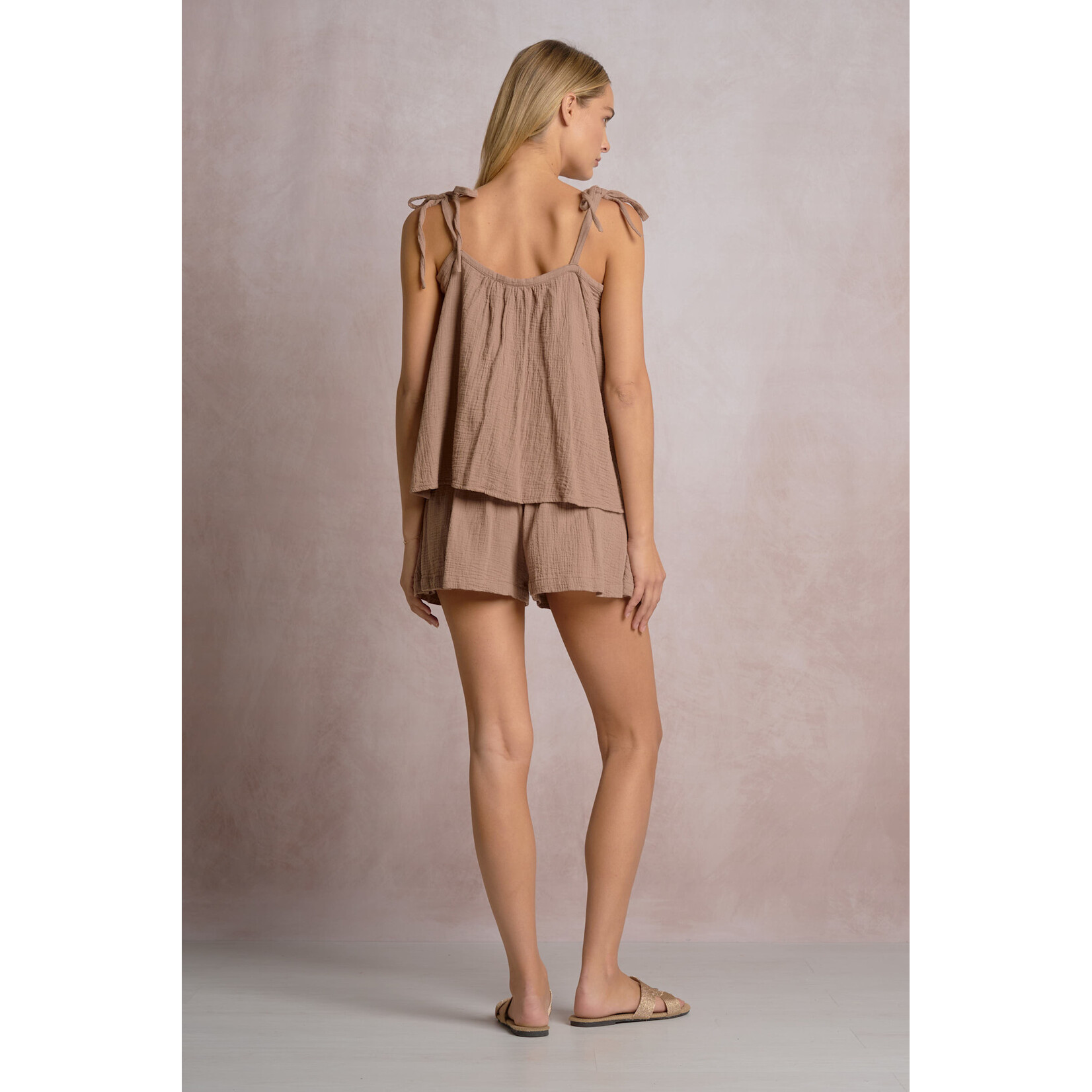 TAUPE GAUZE TANK TOP