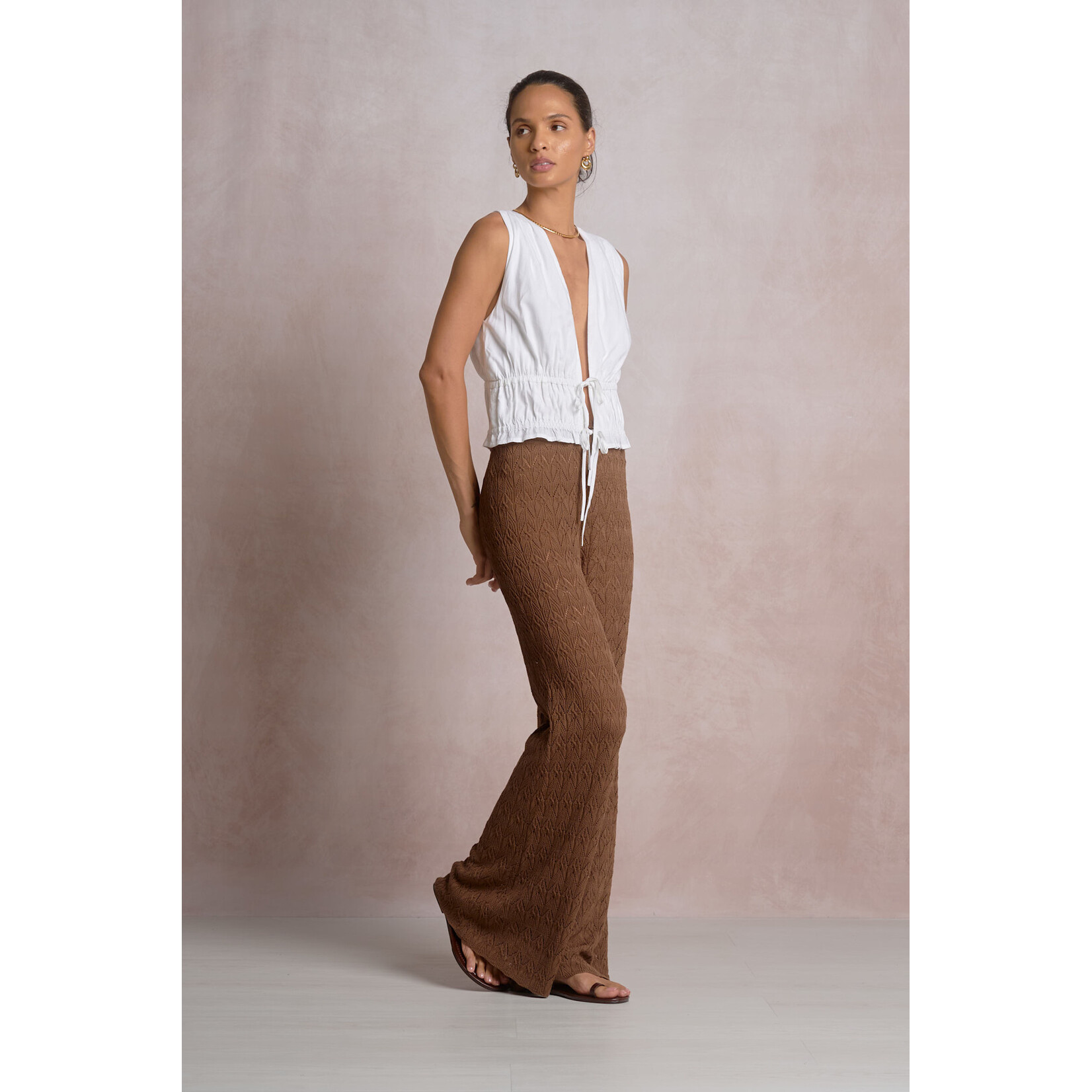 elan WHITE TIE FRONT TOP