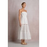 elan WHITE STRAPLESS EYELET DRESS