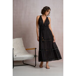 BLACK CROCHET TRIM MAXI DRESS