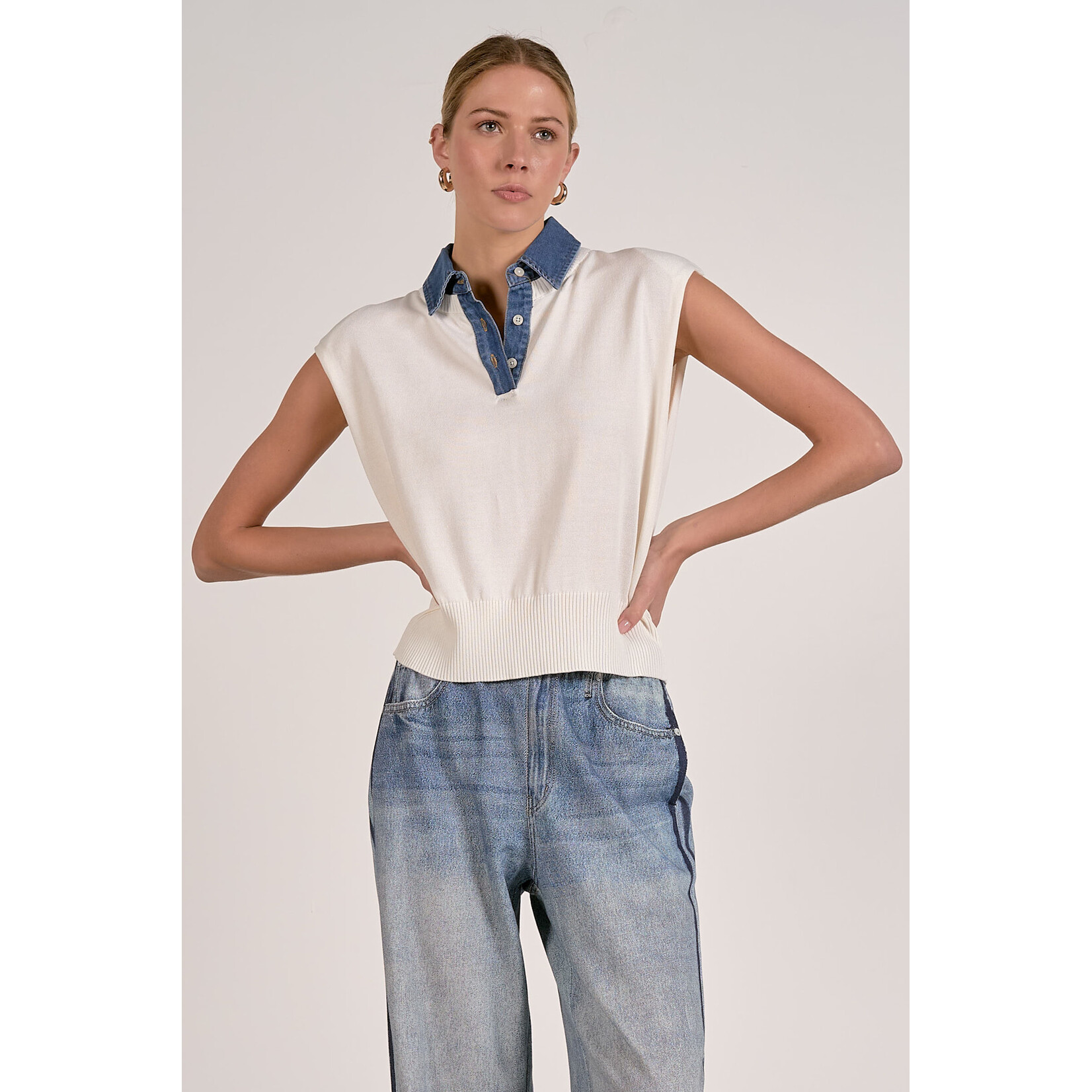 OFF WHITE DENIM INSERT VEST