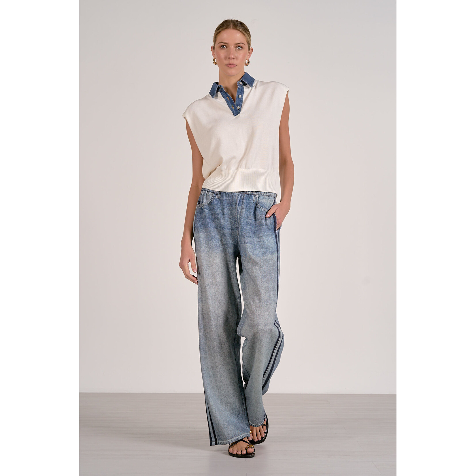 OFF WHITE DENIM INSERT VEST