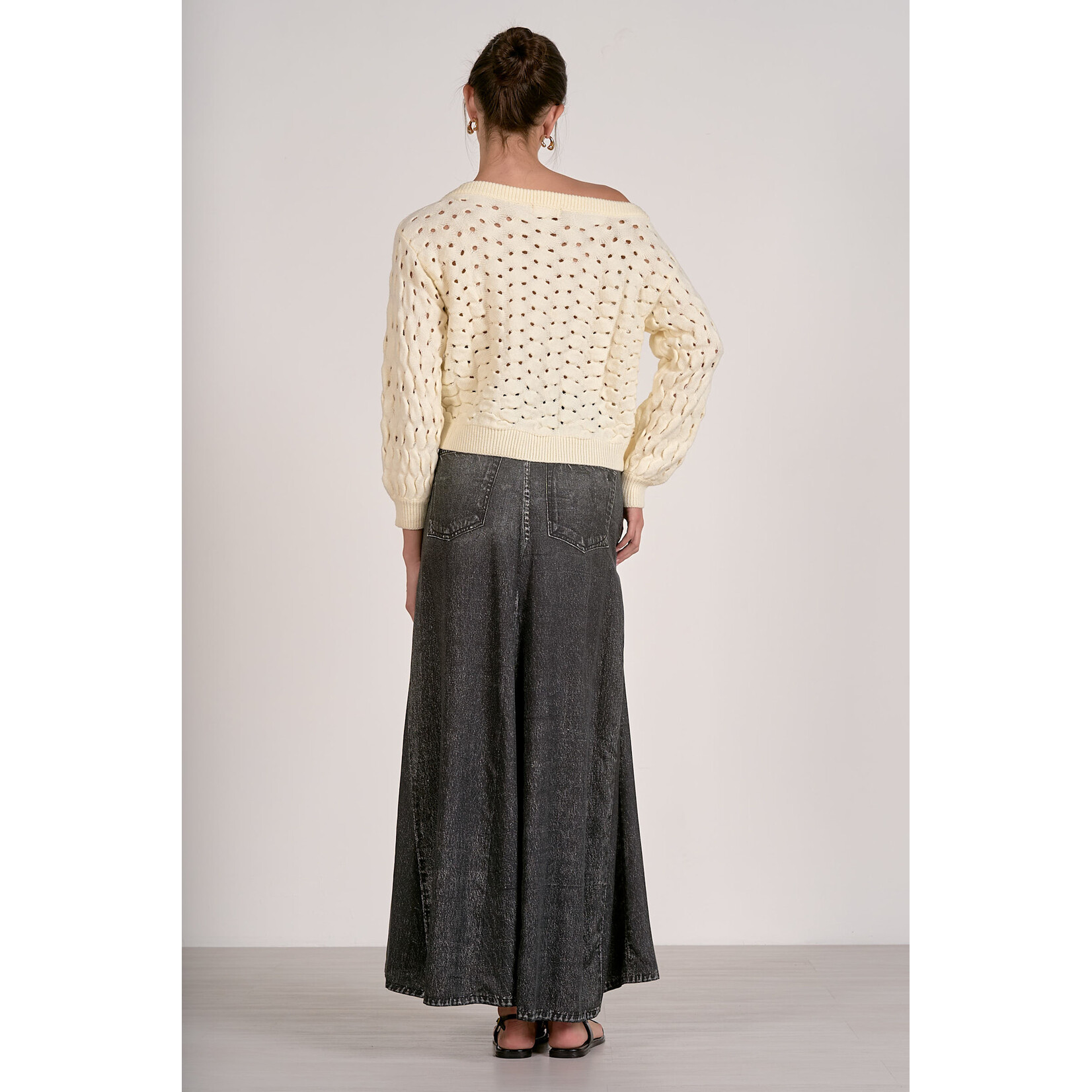 NATURAL OFF ONE SHOULDER SWEATER