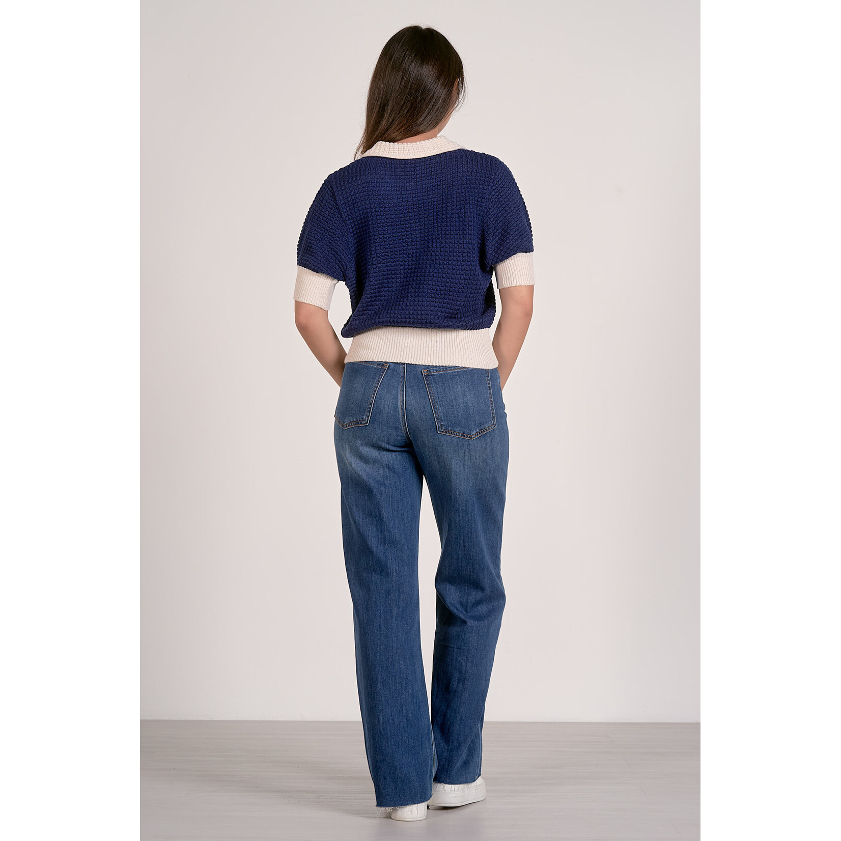 NAVY/CREAM KNIT POLO