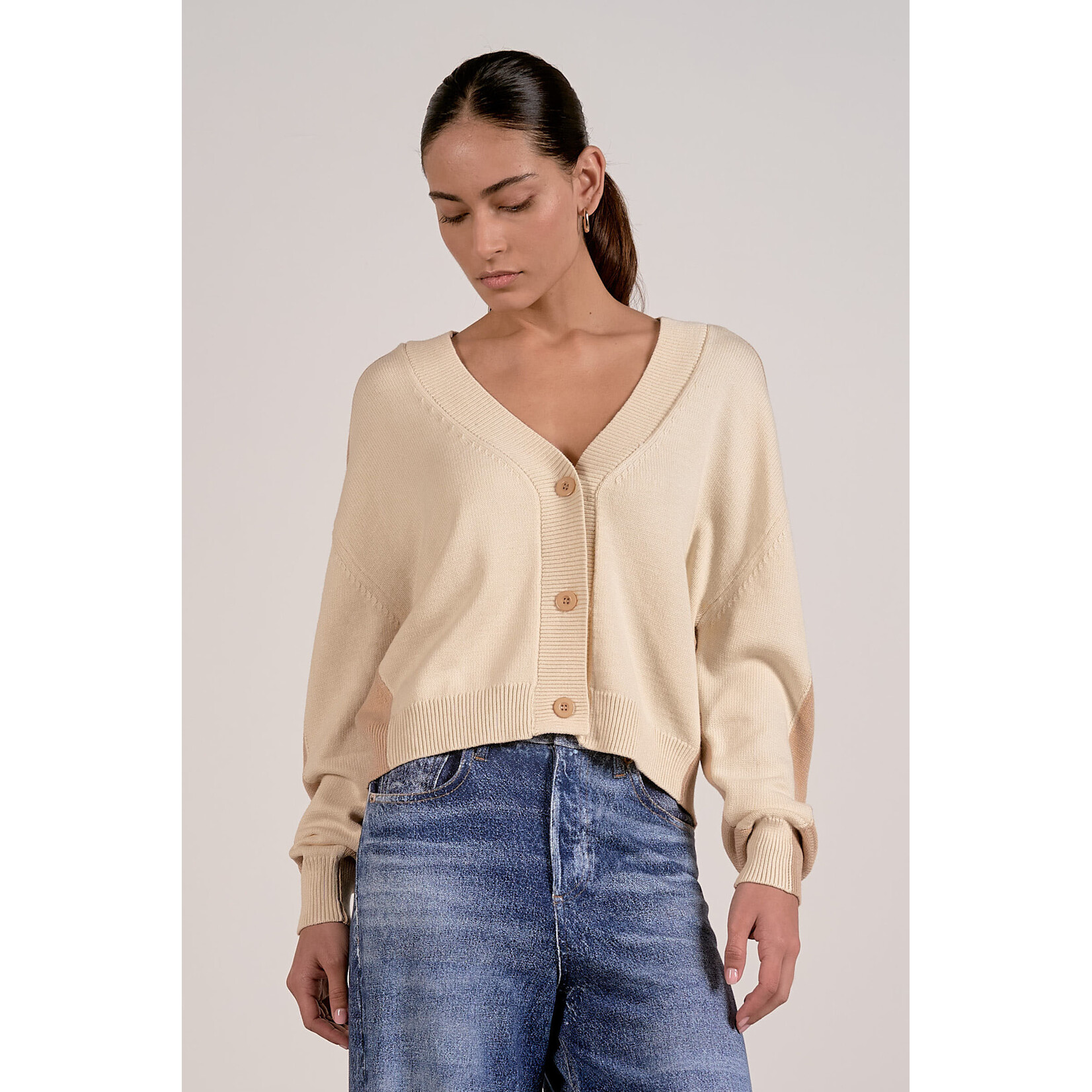 elan NATURAL/TAN COLORBLOCK SWEATER