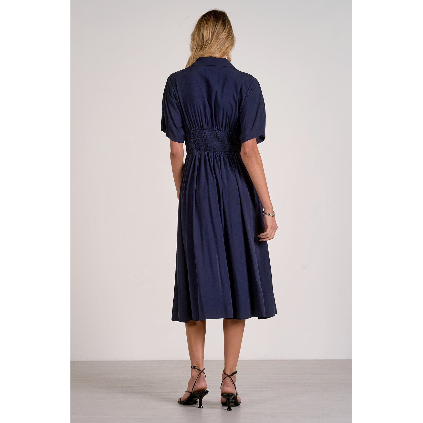 NAVY DRESS WITH FRONT ZIP