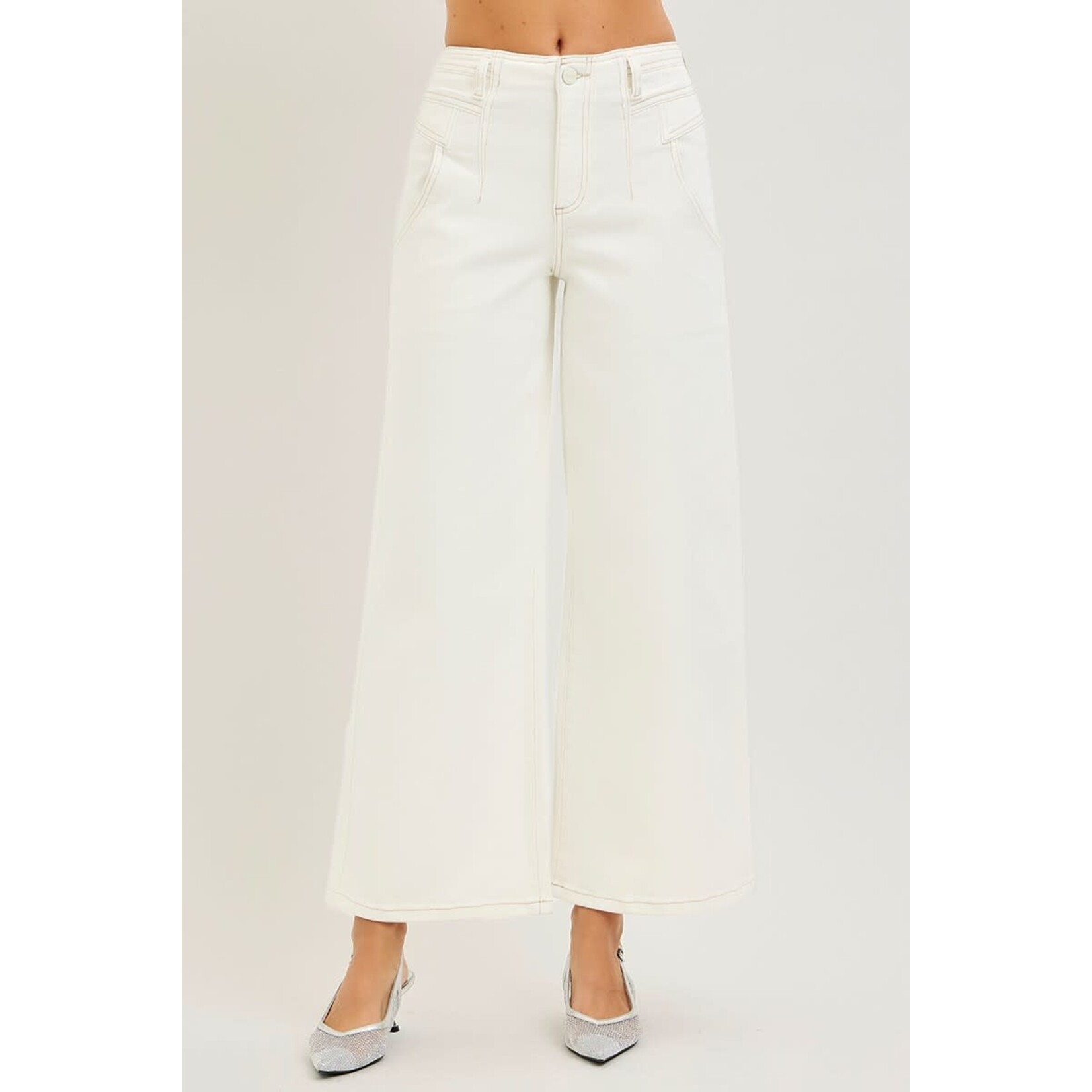 WHITE UTILITY WIDE LEG JEANS