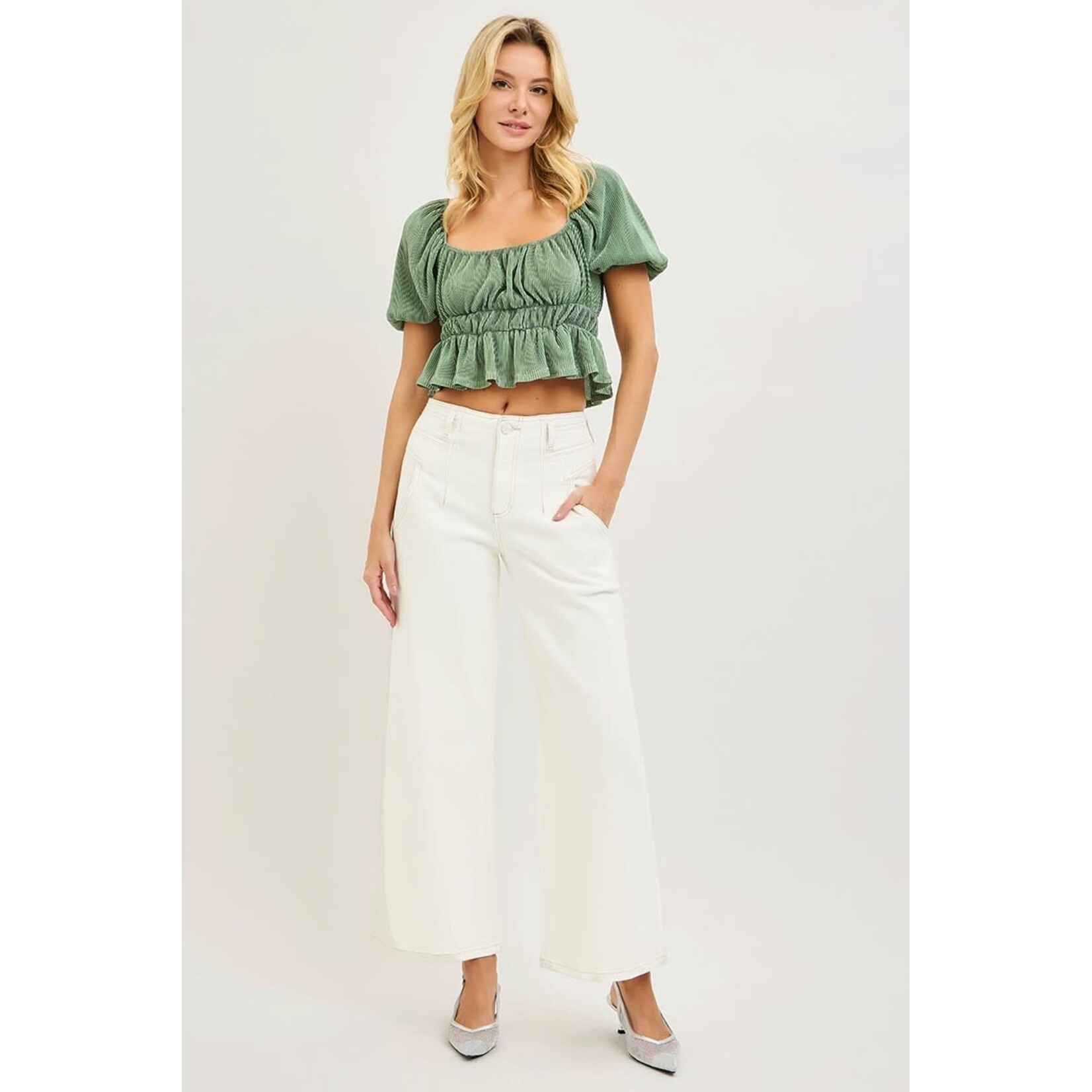 WHITE UTILITY WIDE LEG JEANS