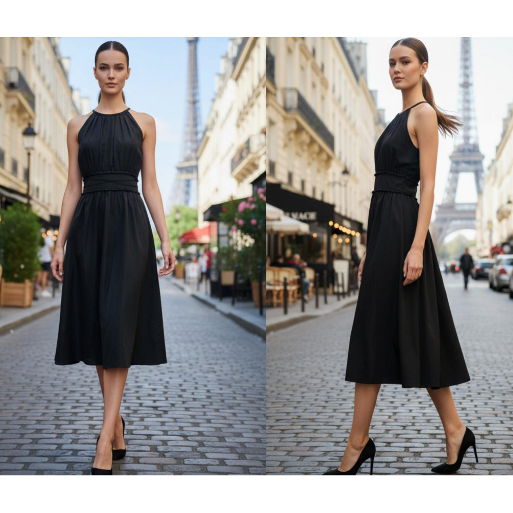 ELEGANT HALTER MIDI DRESS