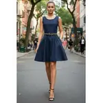 NAVY CLASSIC FIT & FLARE MINI DRESS