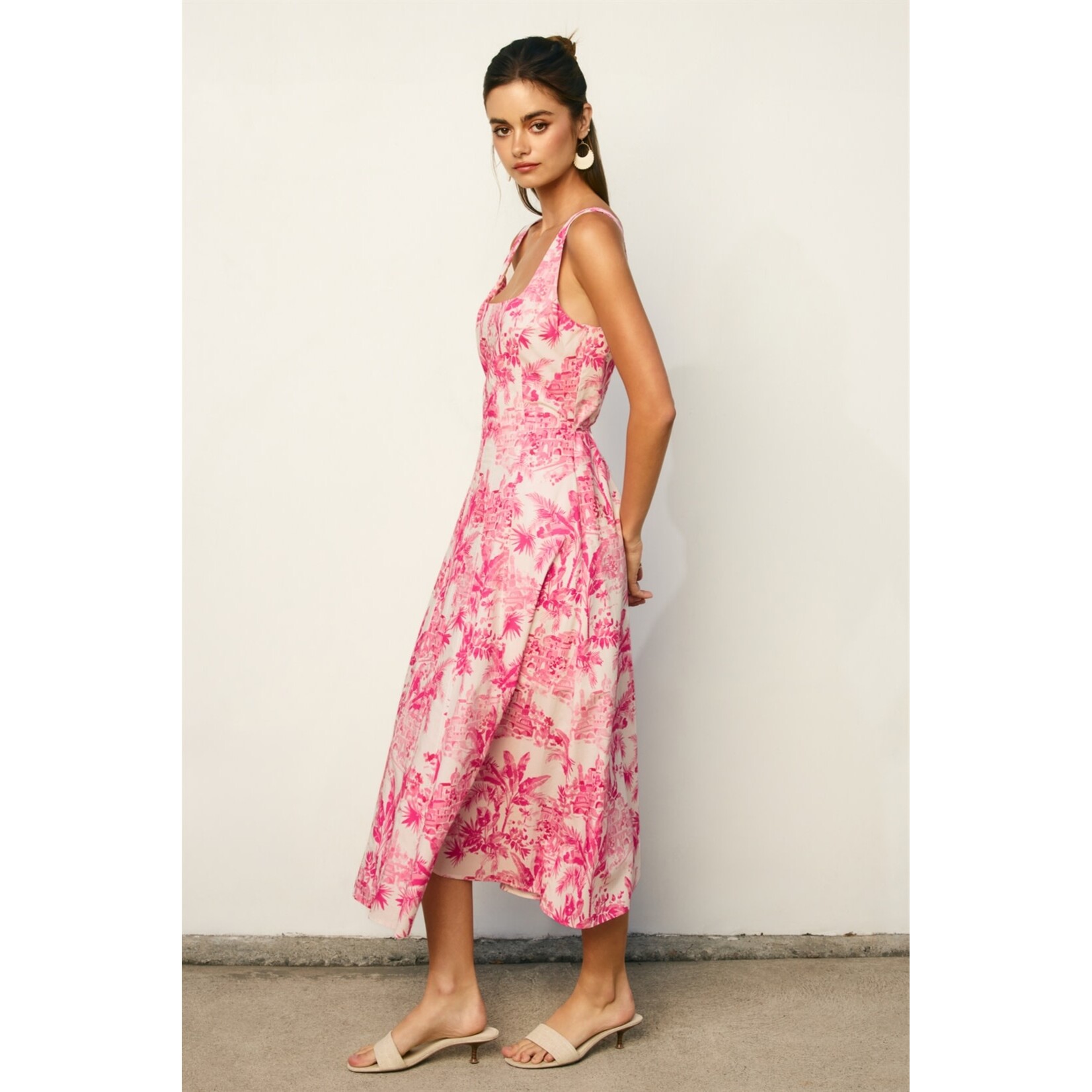 HIBISCUS PALM MIDI DRESS