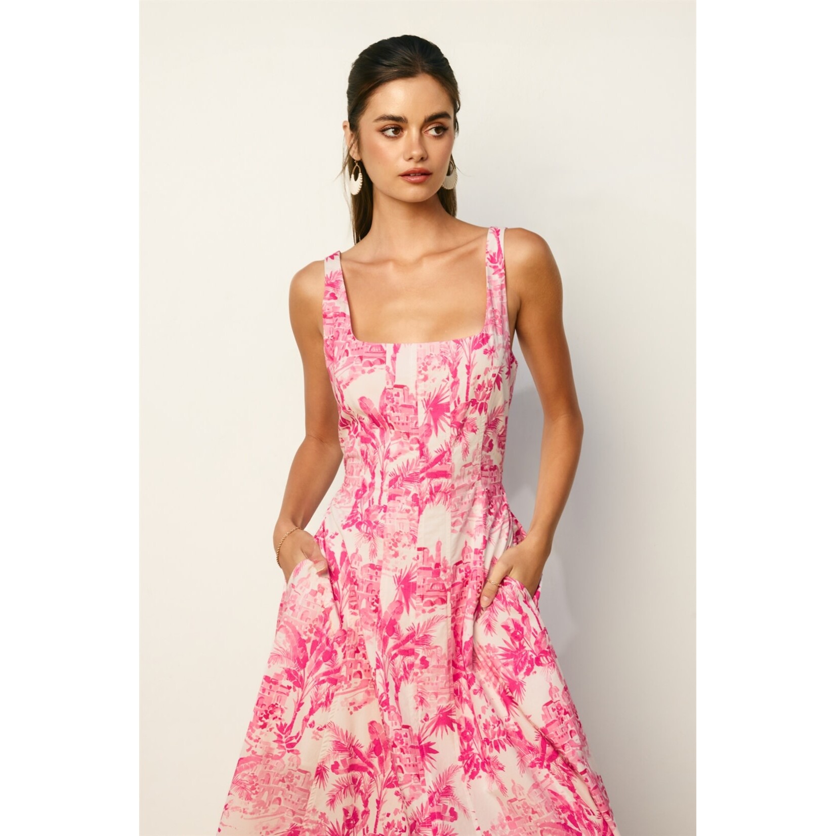 HIBISCUS PALM MIDI DRESS
