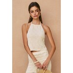 CREAM KNIT HALTER TOP