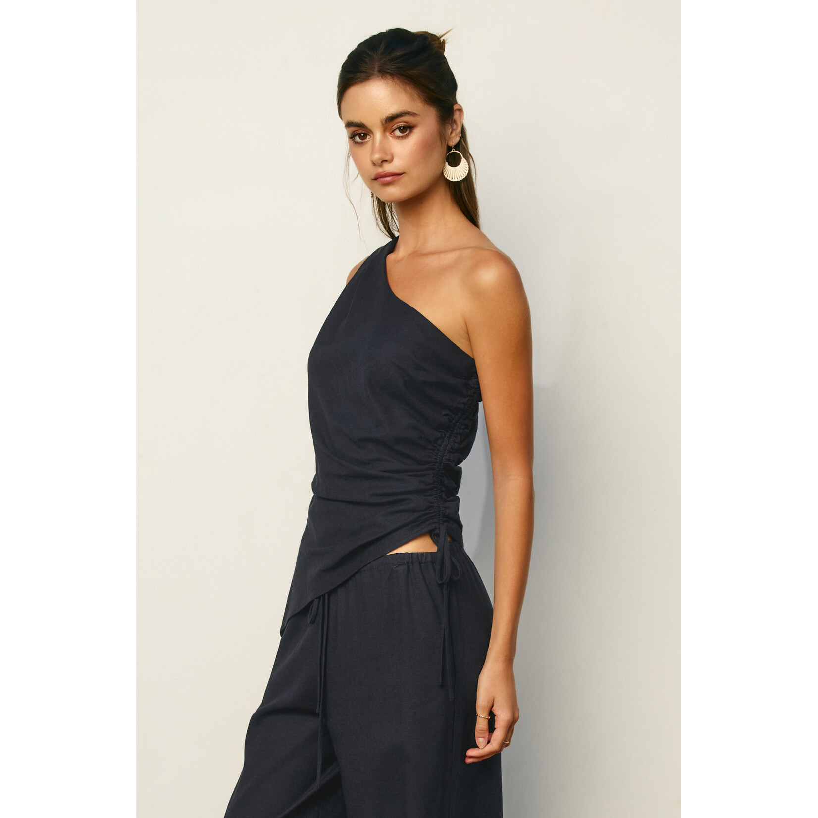 HEAVEN SENT NAVY ONE SHOULDER TOP