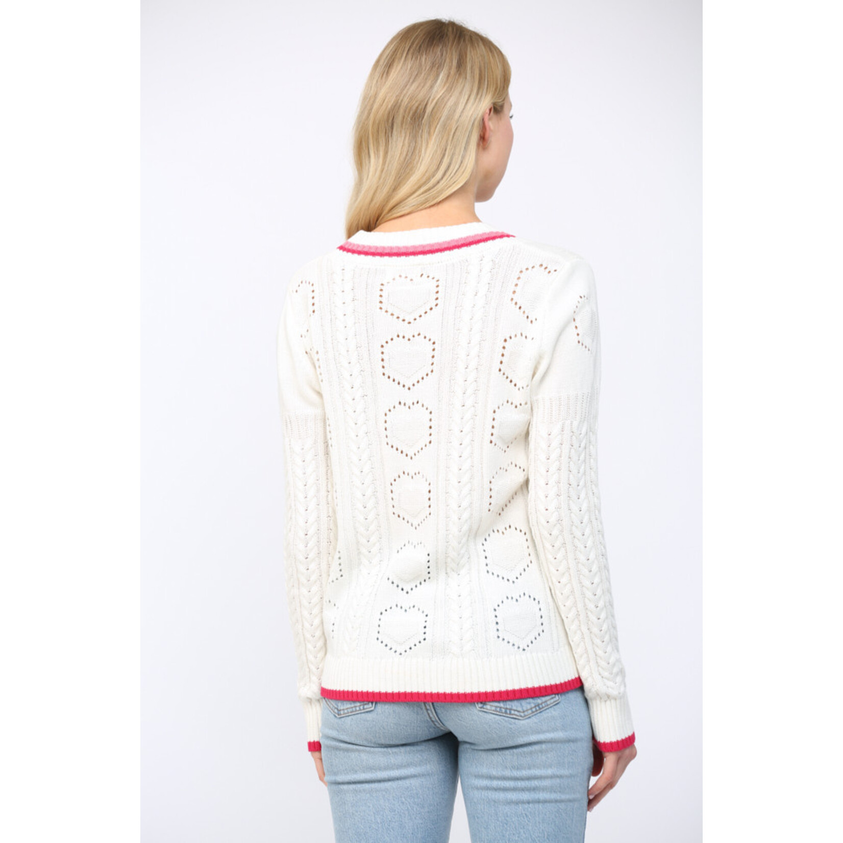CABLE KNIT V-NECKLINE CARDIGAN