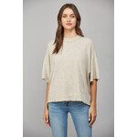 OATMEAL SHORT SLEEVE SWEATER