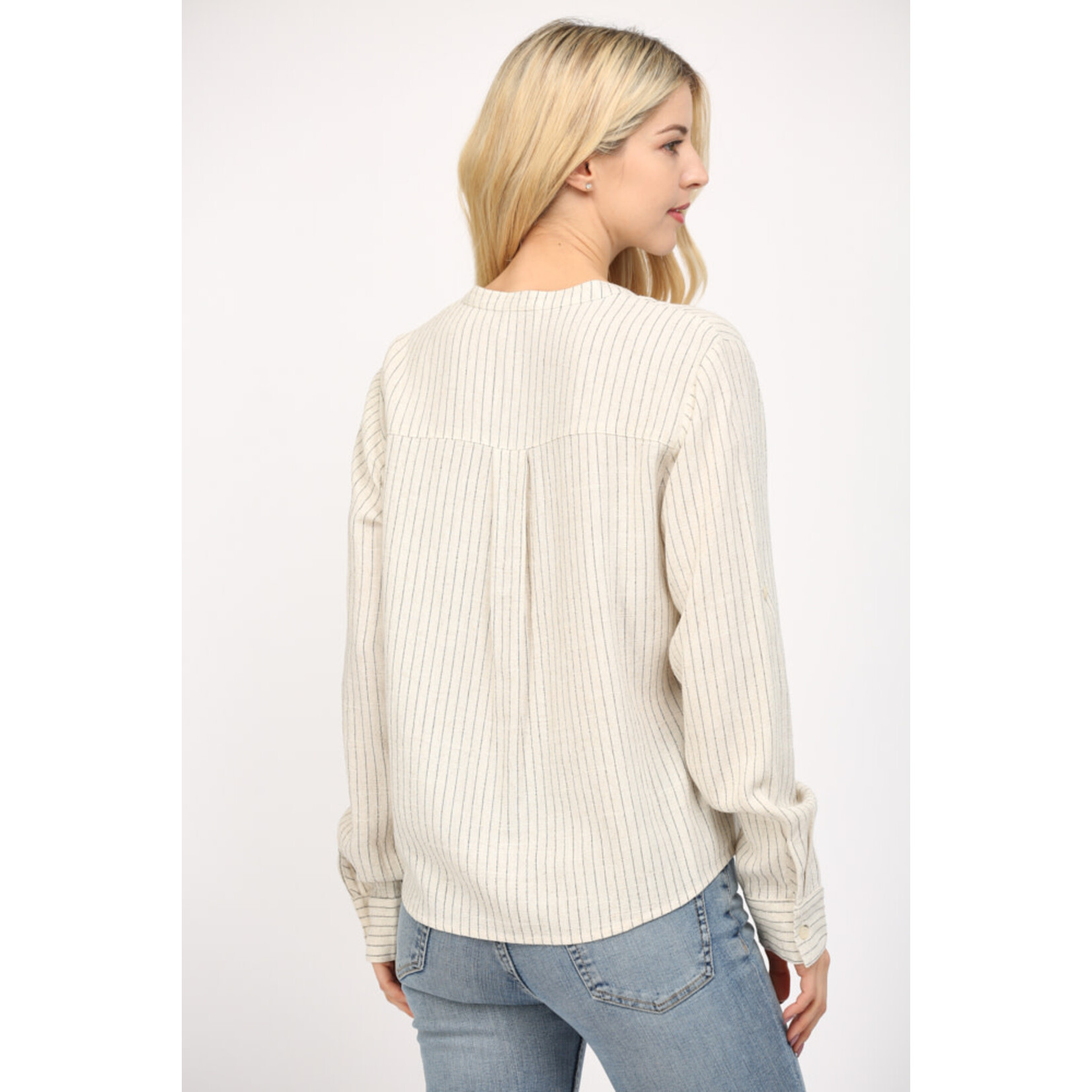 STRIPED V-NECK BLOUSE