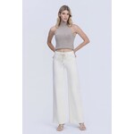 NATURAL DRAWSTRING WIDE LEG JEANS