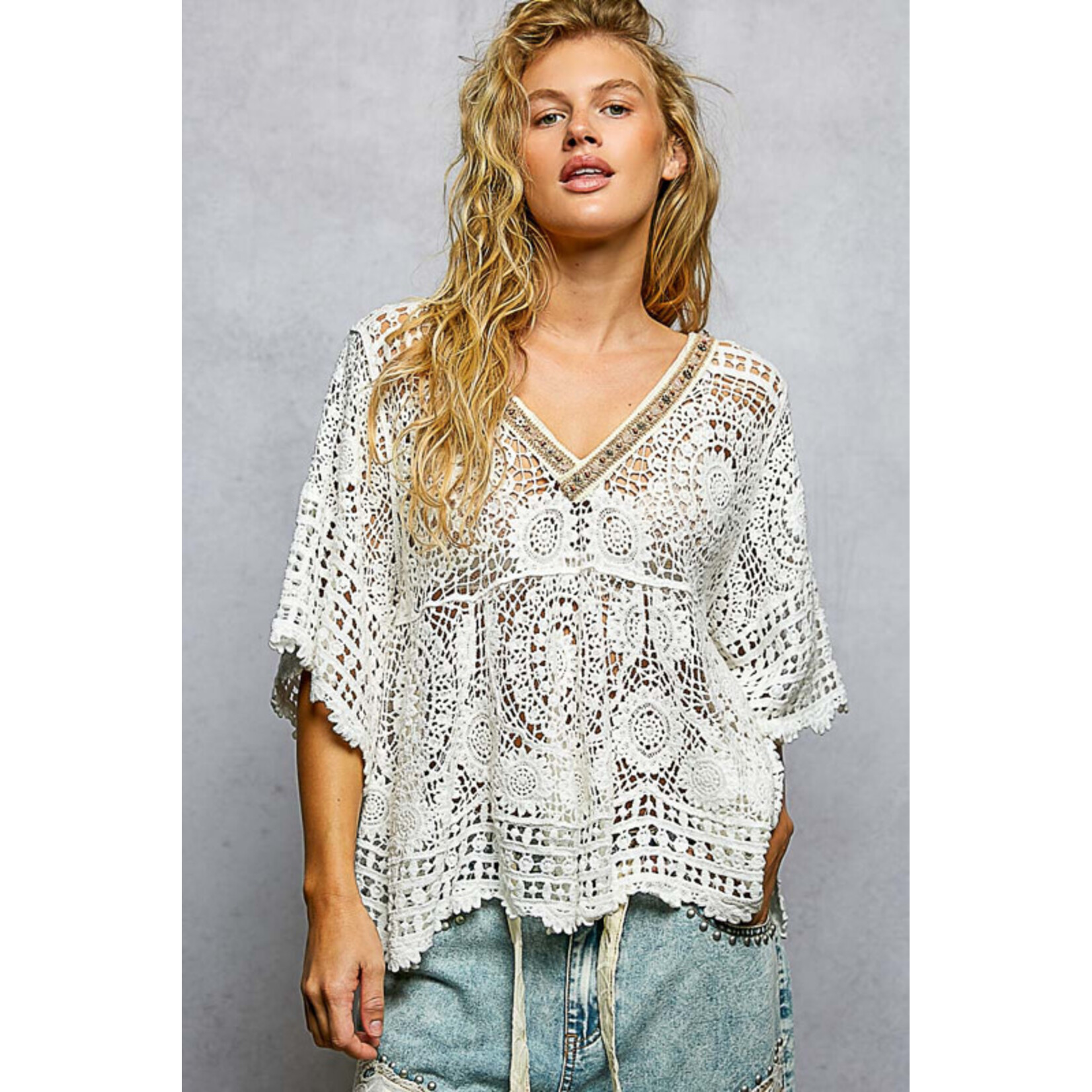 OFF WHITE CROCHET TOP