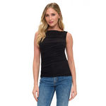 BLACK RUCHED DETAIL TANK TOP