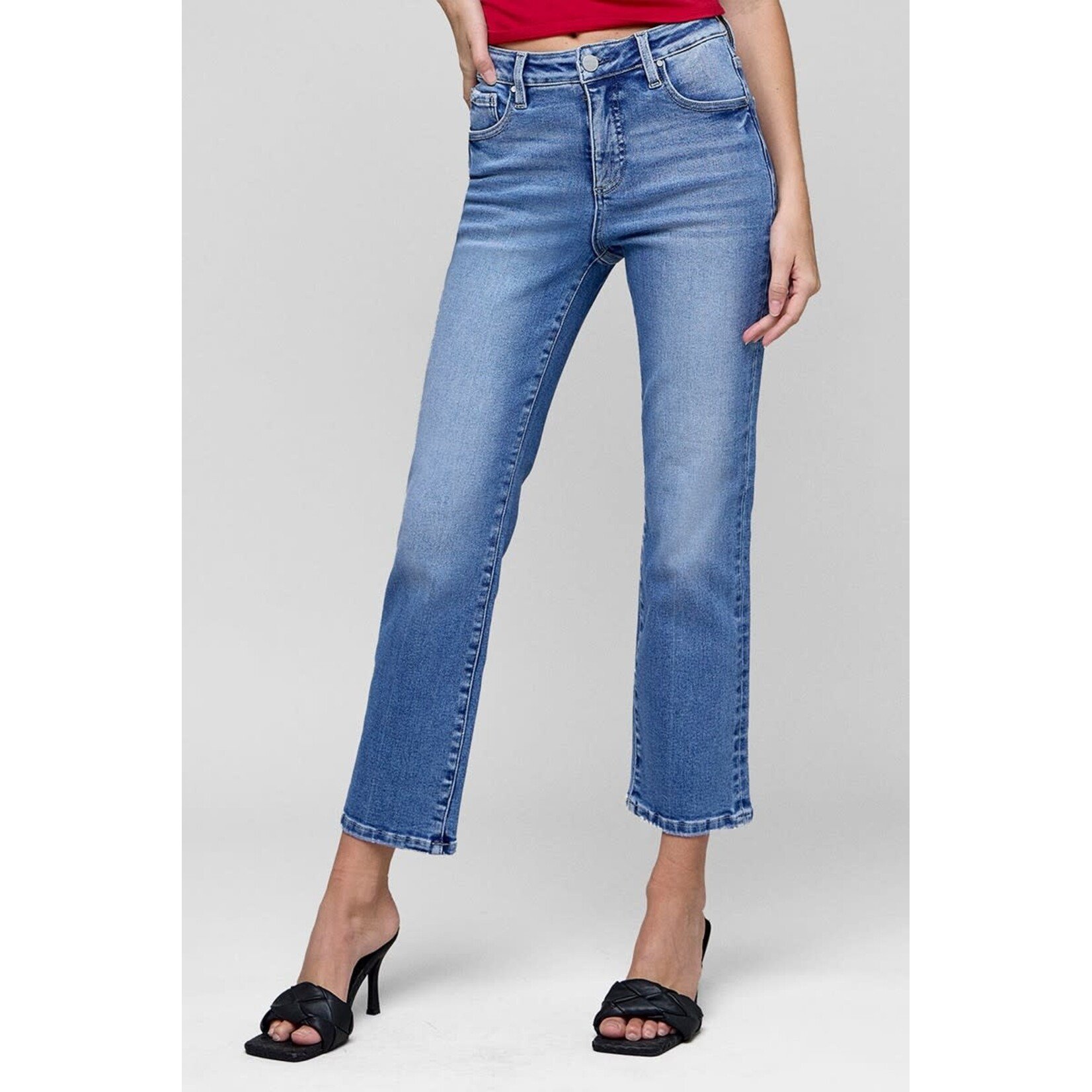 MEDIUM WASH CROP STRAIGHT JEANS
