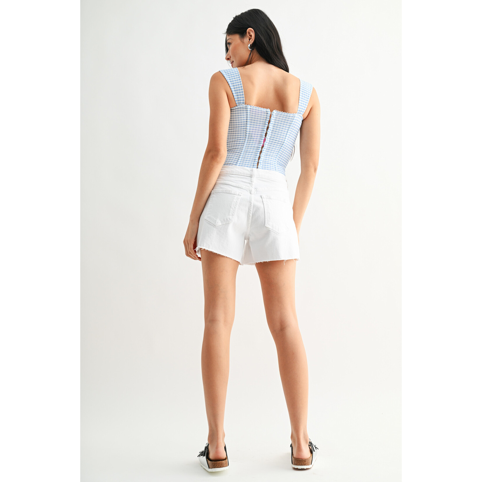 Just black denim/just usa WHITE MID RISE STRETCH SHORT