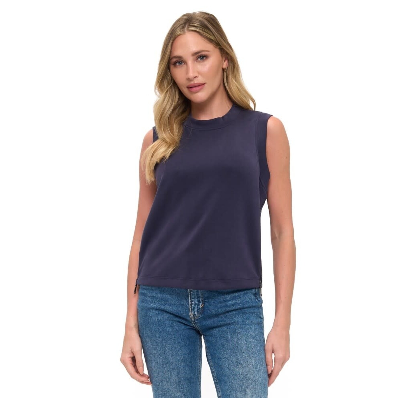 NAVY ZIPPER DETAIL TANK TOP