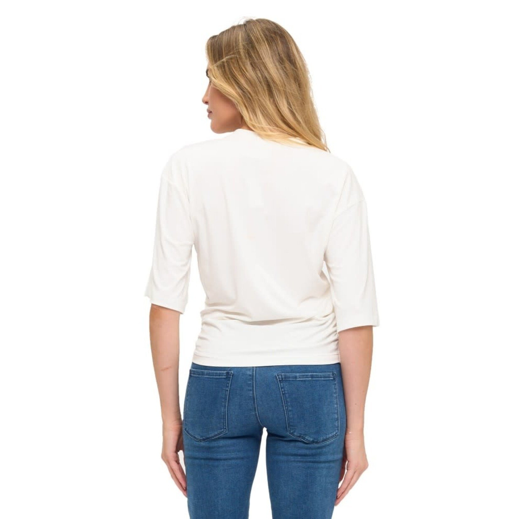 IVORY RUCHED DETAIL T-SHIRT