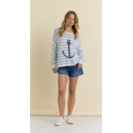 KNIT STRIPE SWEATER W/ ANCHOR