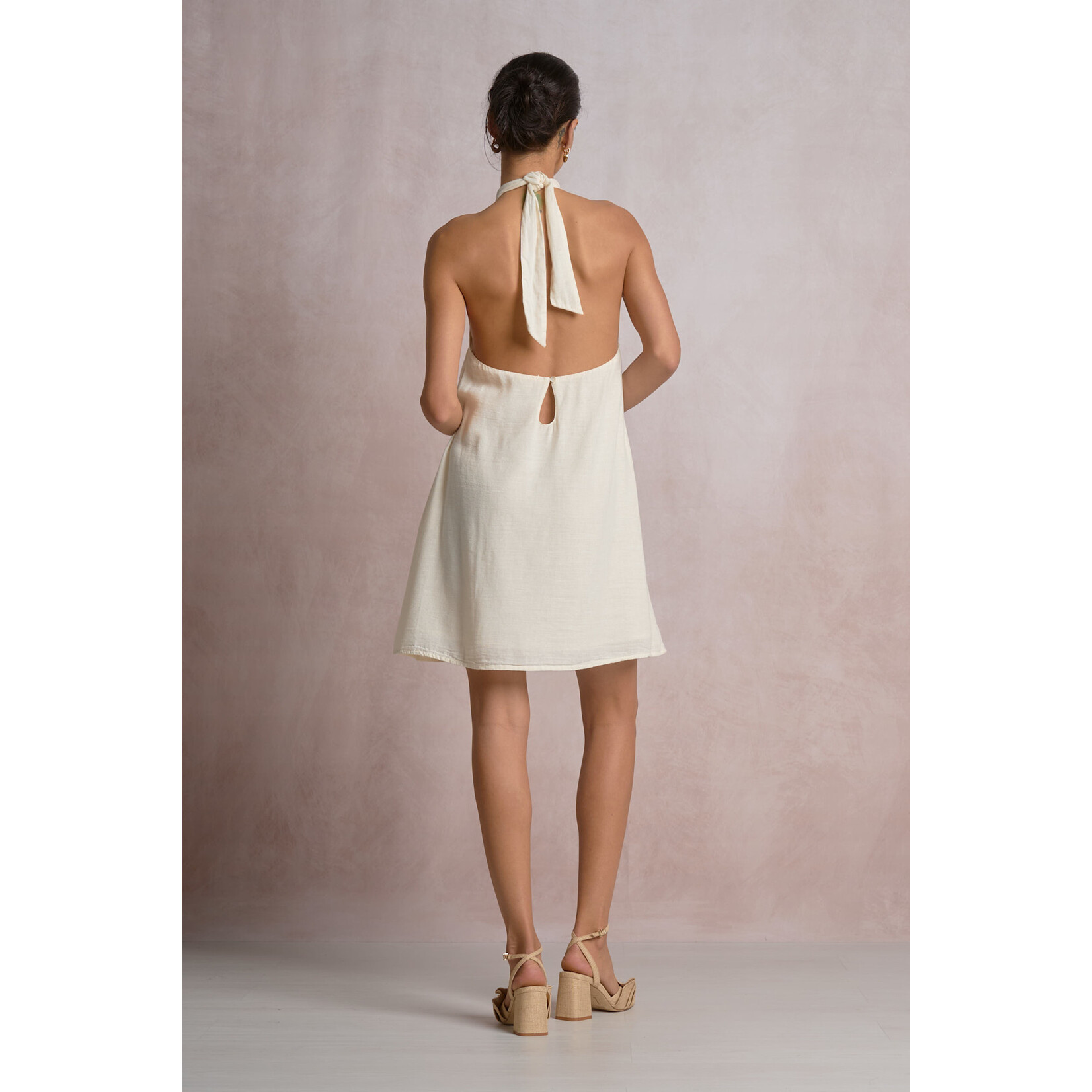 elan OFF WHITE HALTER MINI DRESS
