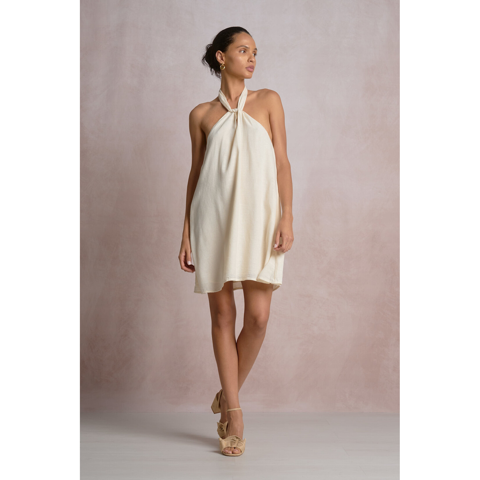 elan OFF WHITE HALTER MINI DRESS