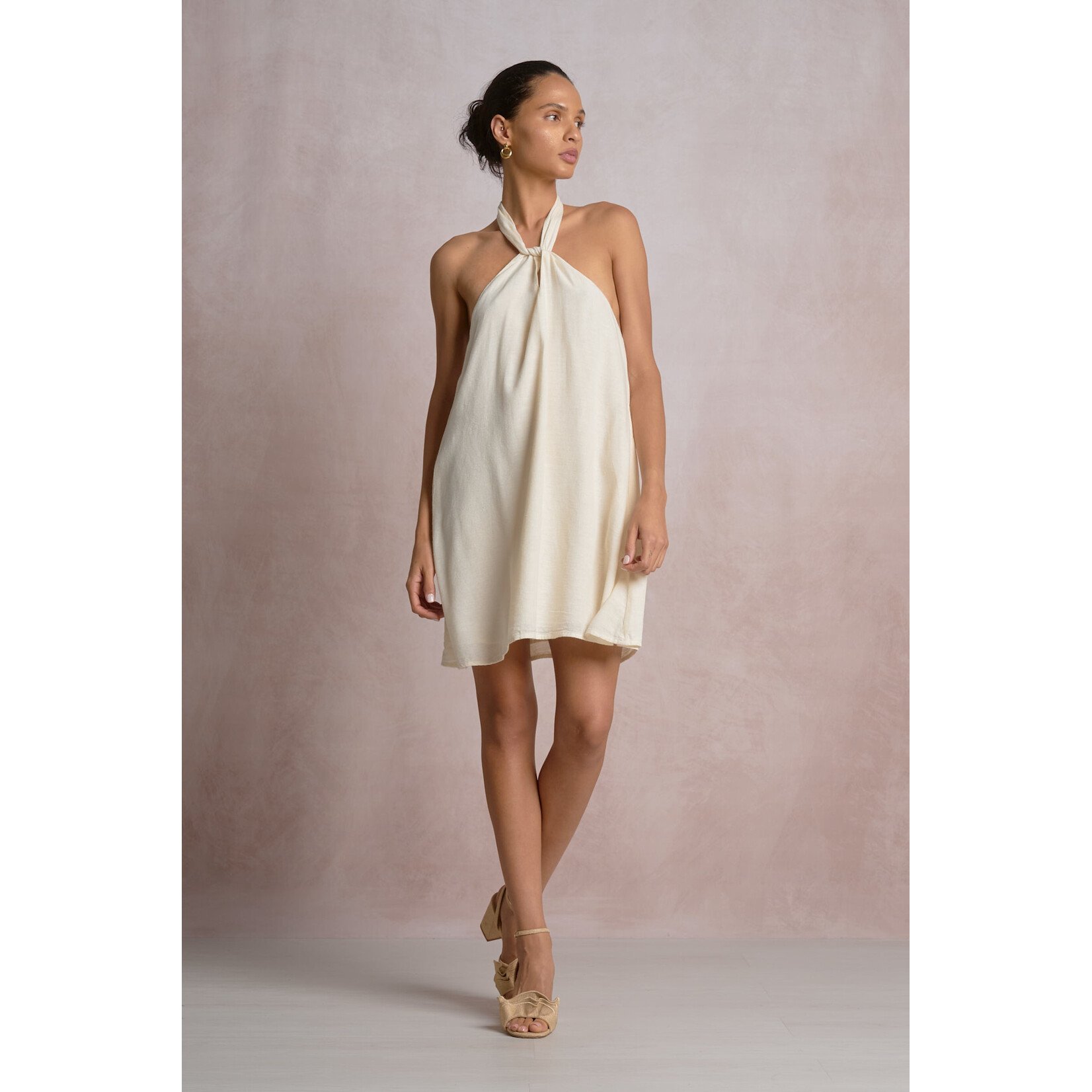 OFF WHITE HALTER MINI DRESS