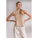elan SAND SLEEVELESS OPEN KNIT TANK