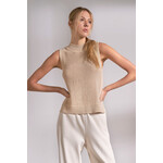 SAND SLEEVELESS OPEN KNIT TANK
