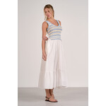 STRIPED WOVEN MIDI DRESS