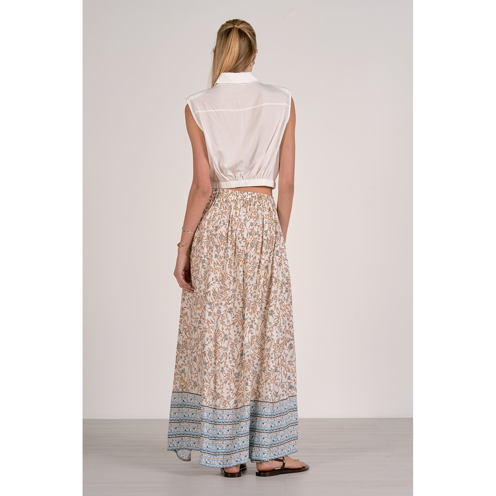 BLUE WHIMSY PRINT MAXI SKIRT