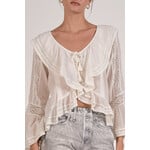 elan WHITE RUFFLE BLOUSE